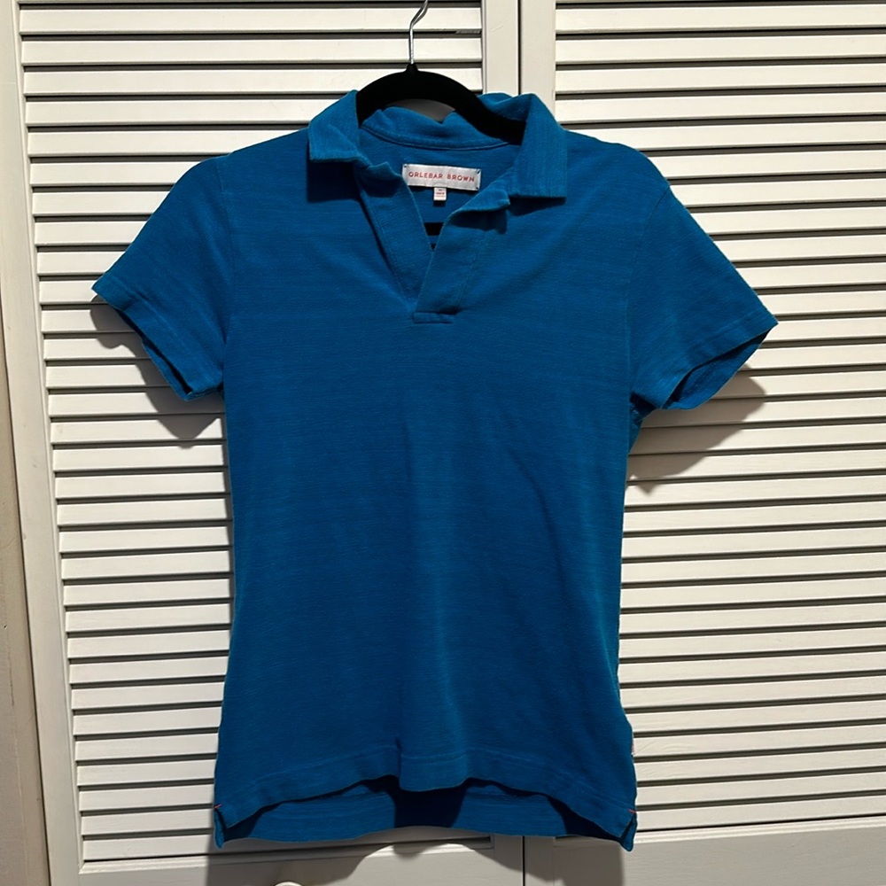 Men’s Orlebar Brown 100% Cotton Pique Polo Aqua Size XS